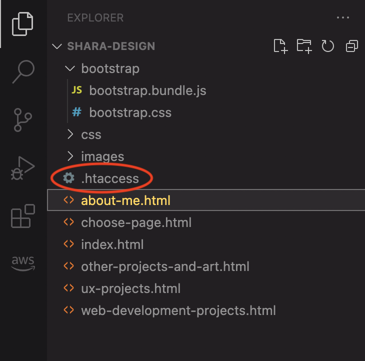 .htaccess folder in VS Code